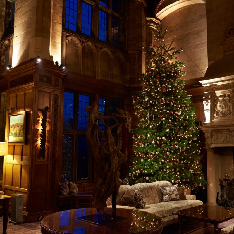 Christmas tree in Bovey Castle room