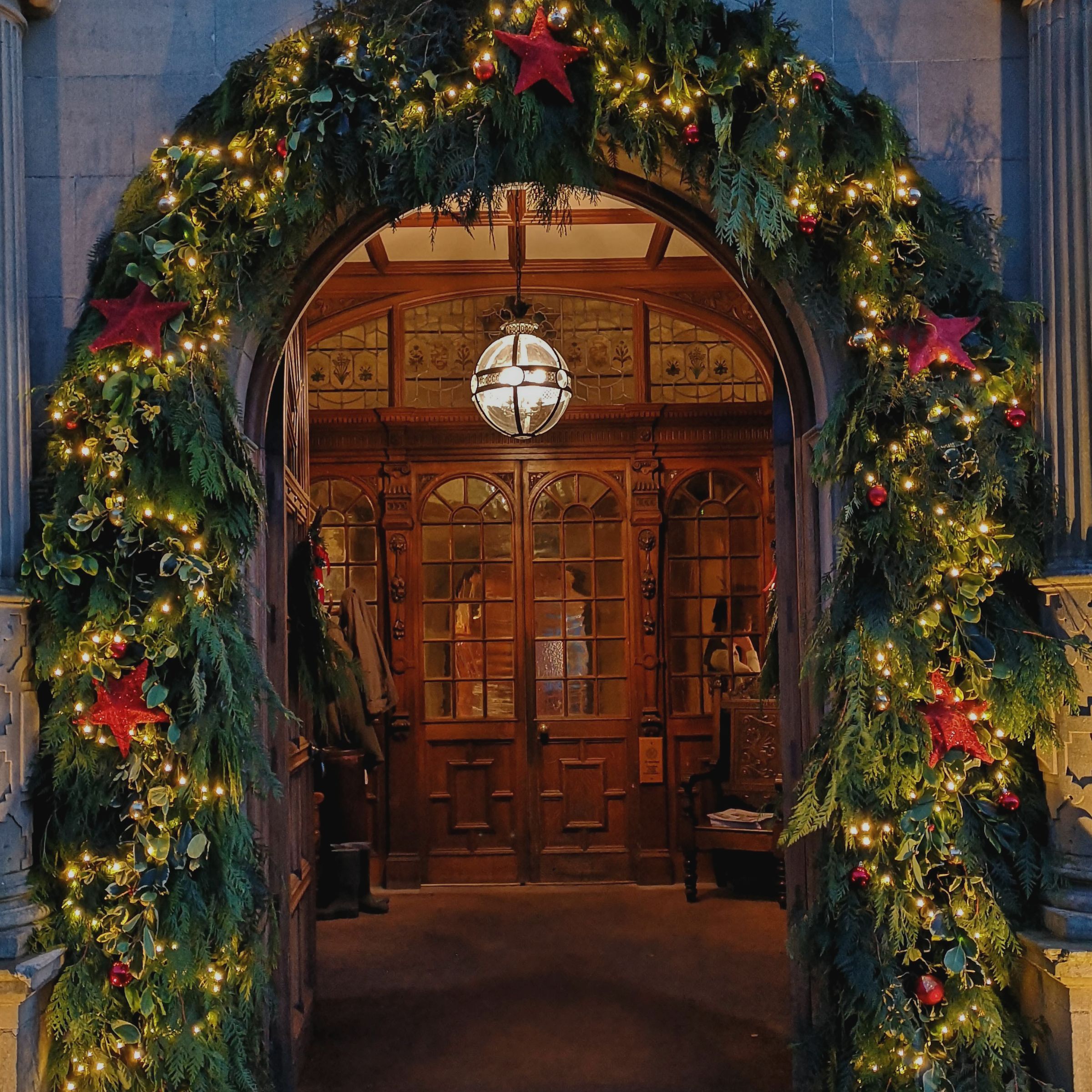 Christmas wreath at Bovey Castle  