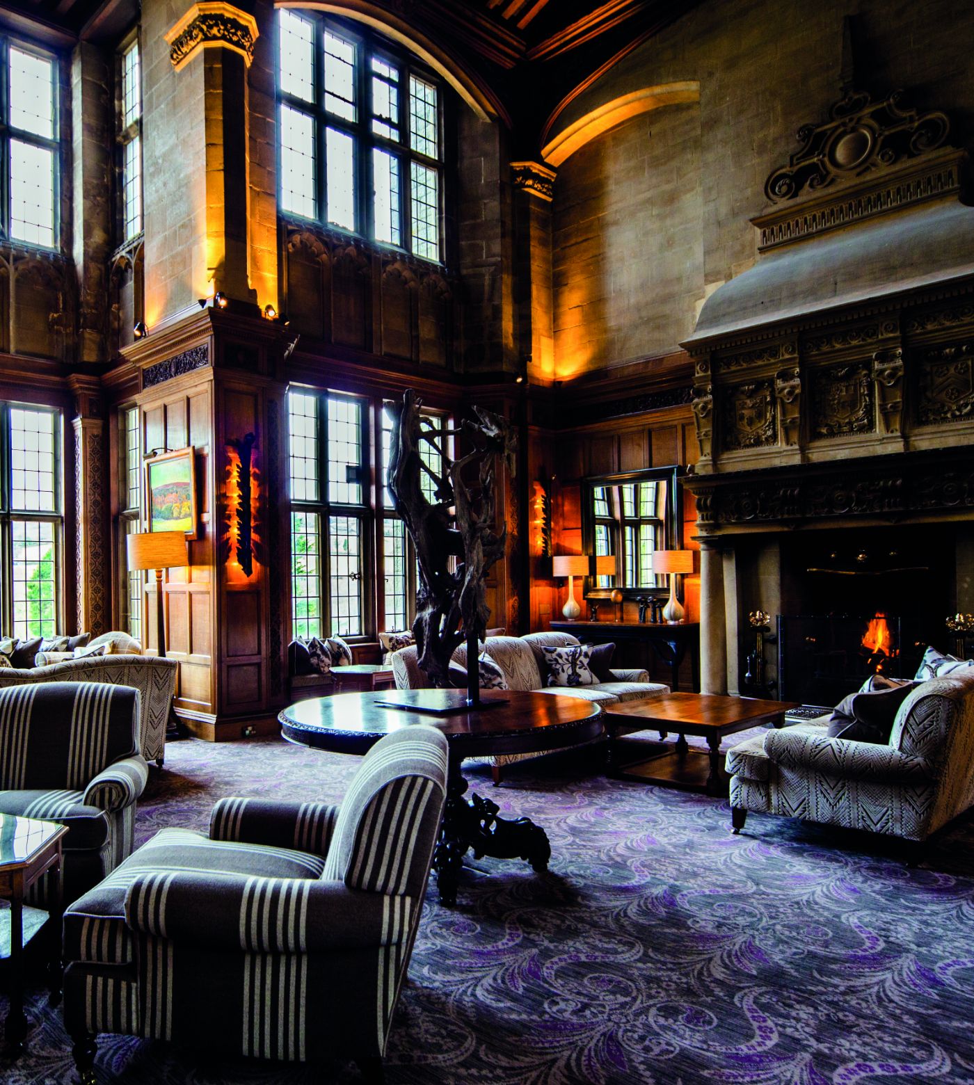 Sitting room and fireplace at Bovey Castle 