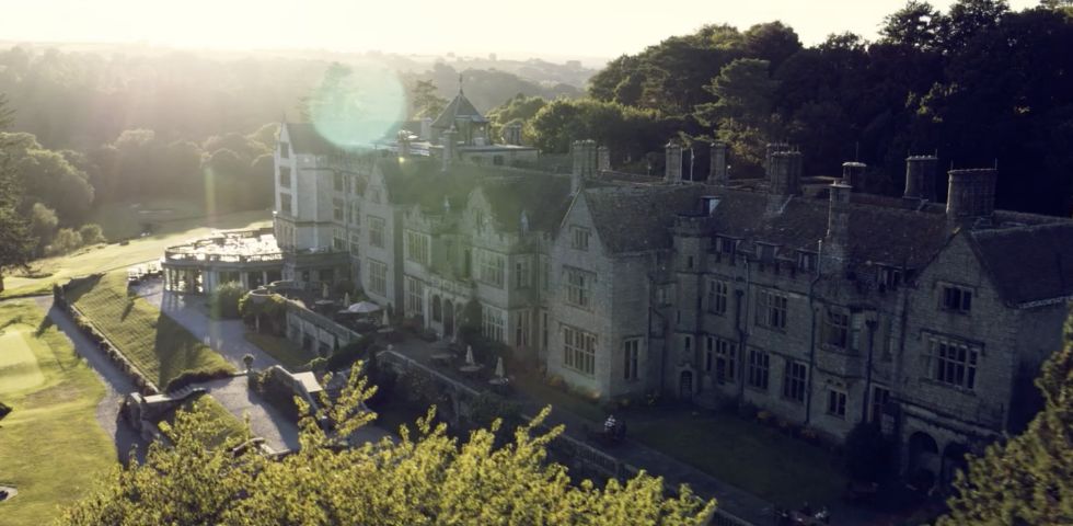 Birds eye view of Bovey Castle 