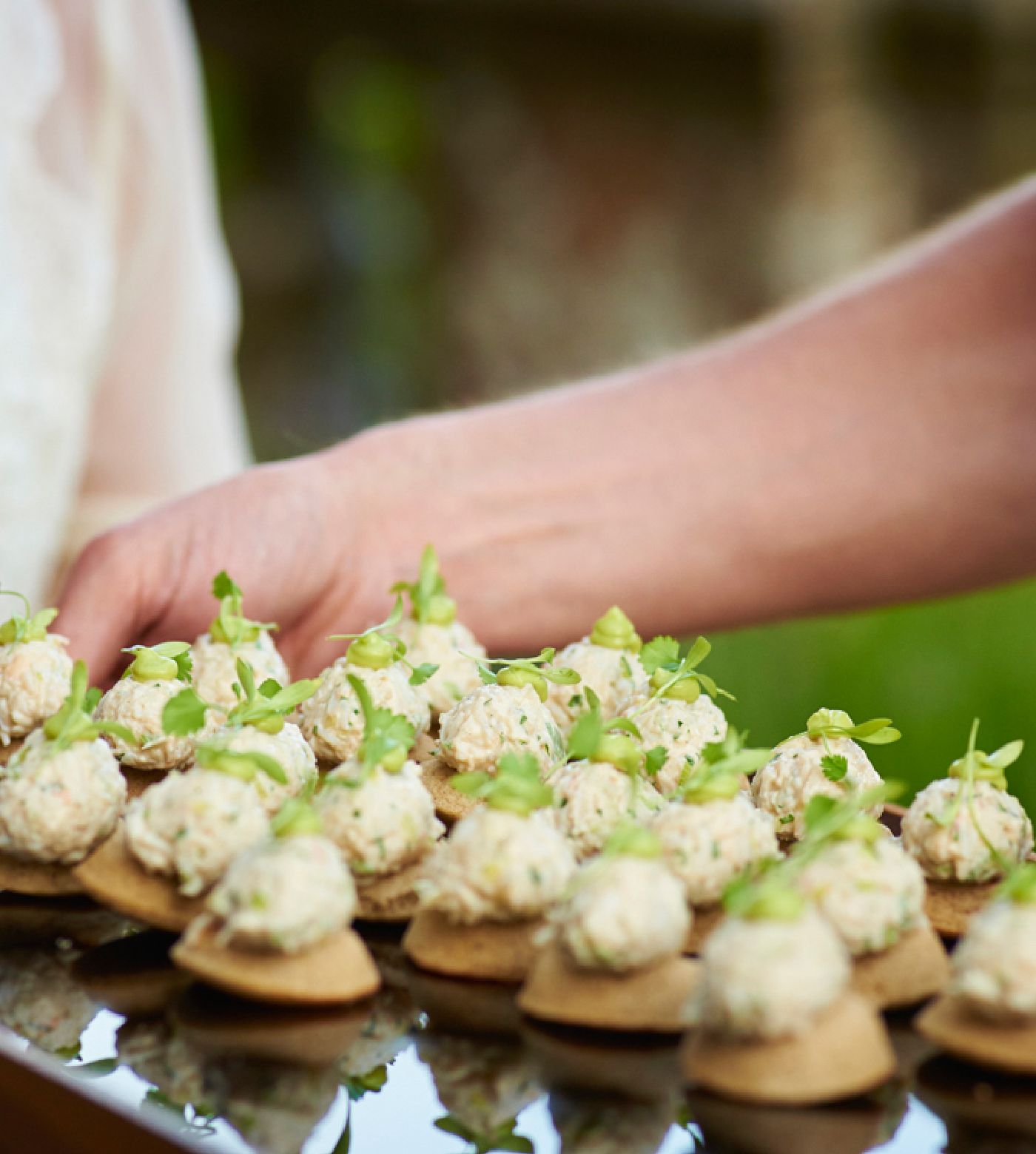 Selection of food on tray 