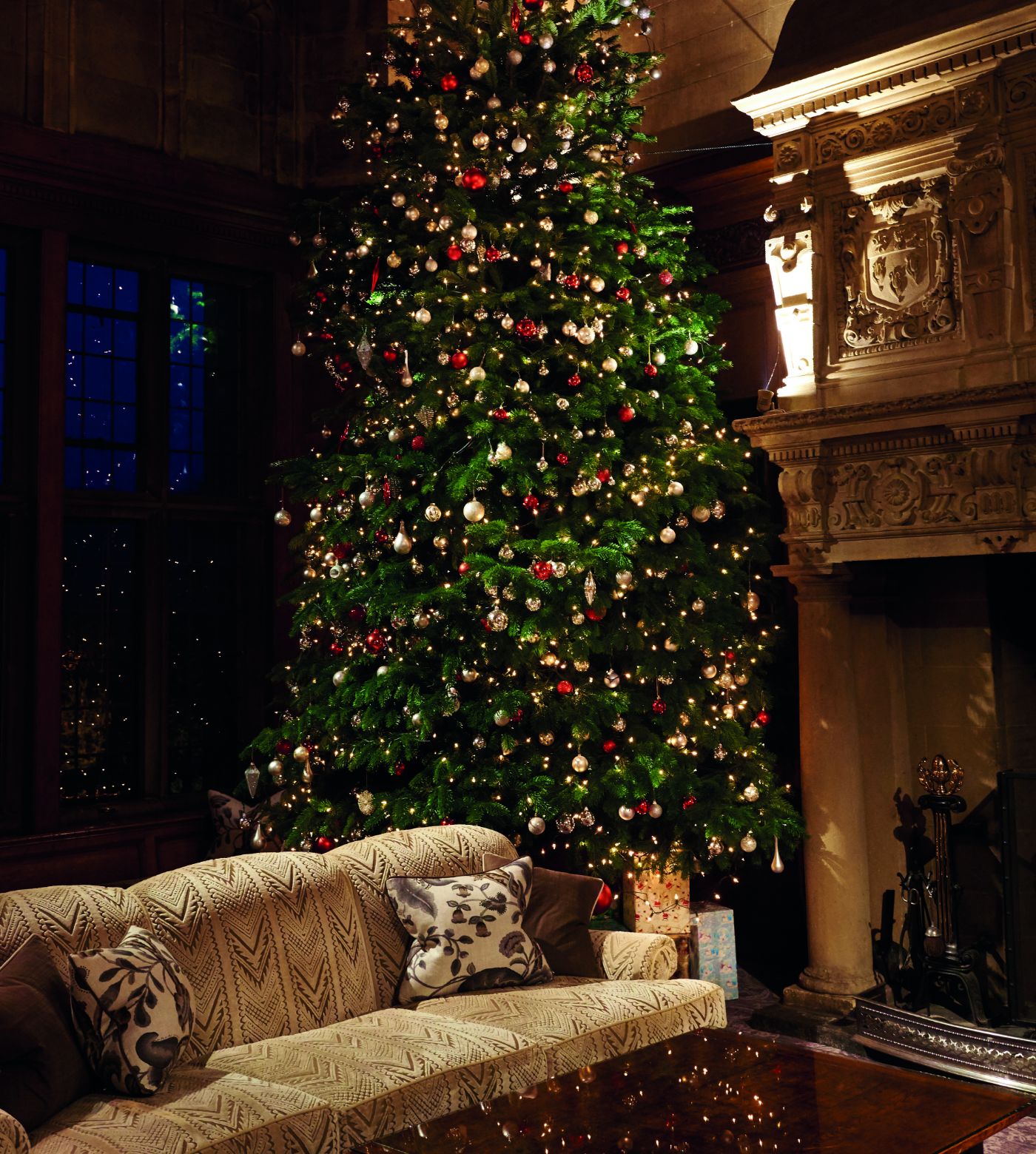 Christmas tree in Bovey Castle sitting room 