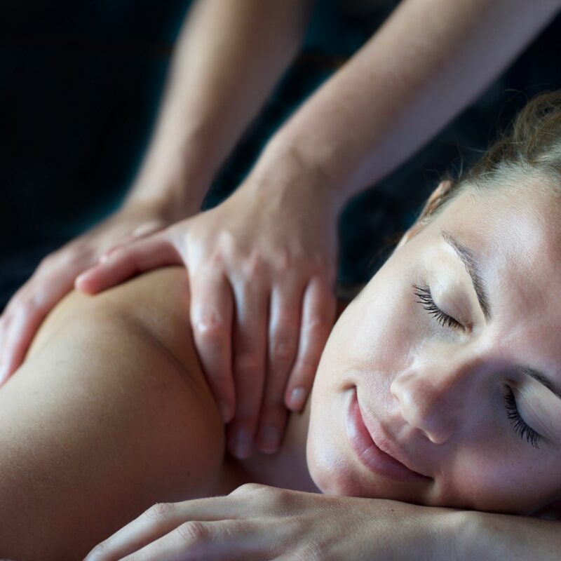 Woman receiving shoulder massage