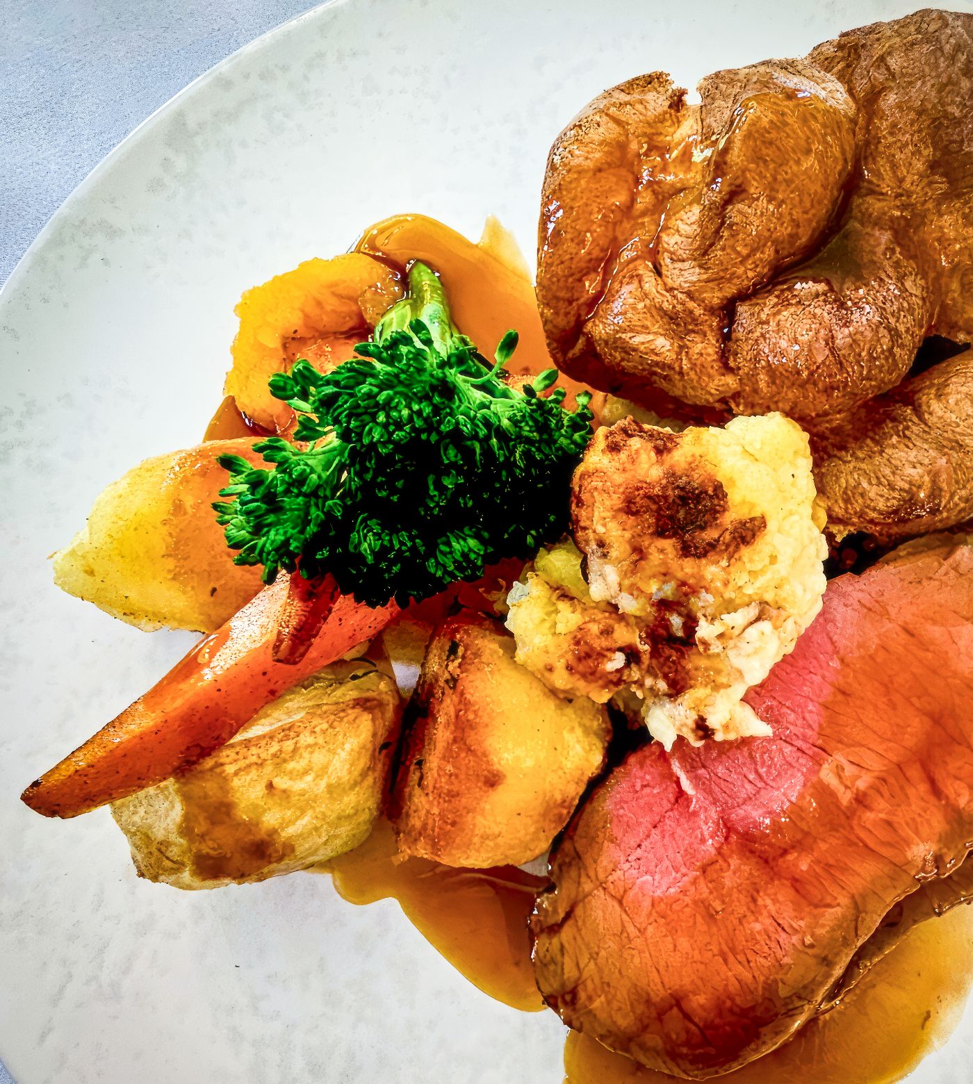 Plate of sunday roast dinner 