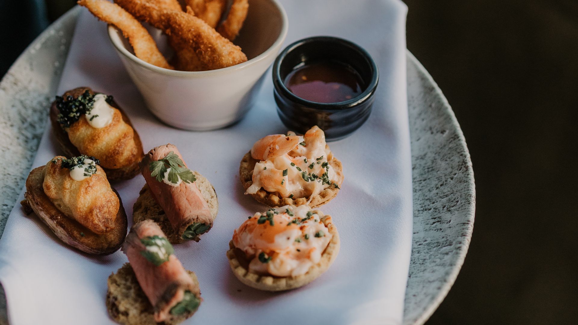 plate with selection of food 